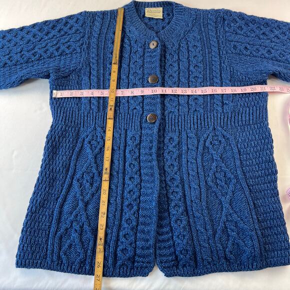 Kilronan Knitwear Sweater Women’s Blue 100% Merino Wool Cardigan size Large - Picture 5 of 7